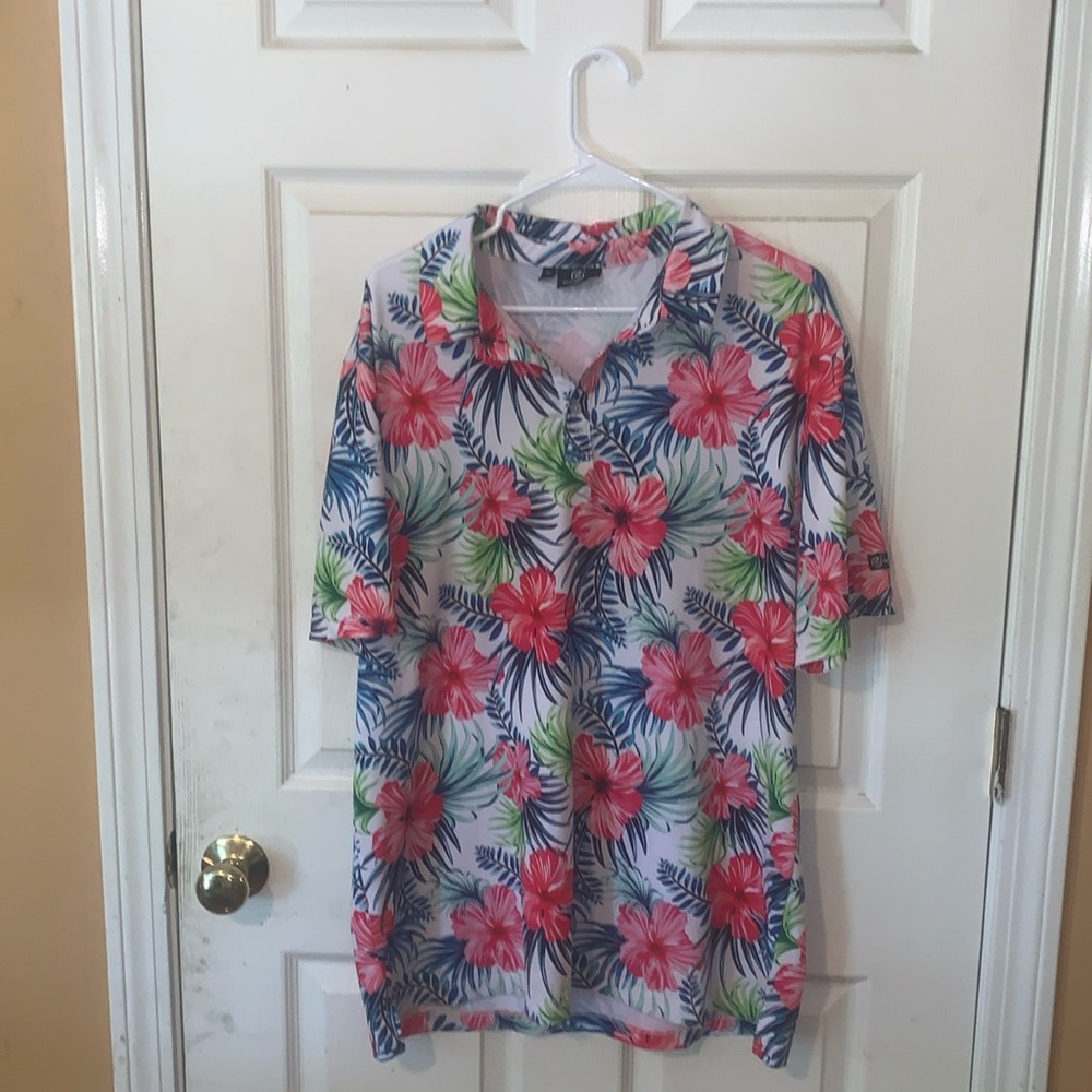Greenside Golf Polo Shirt Tropical Colorful Floral Design Size XL Good Condition